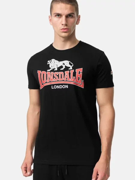 LONSDALE Tricou Cromane gri deschis / roșu negru