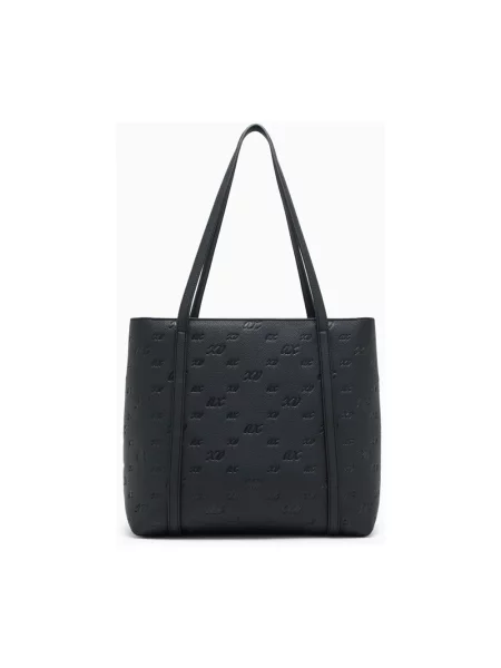 Armani Exchange torebka shopper z imitacji skóry czarna