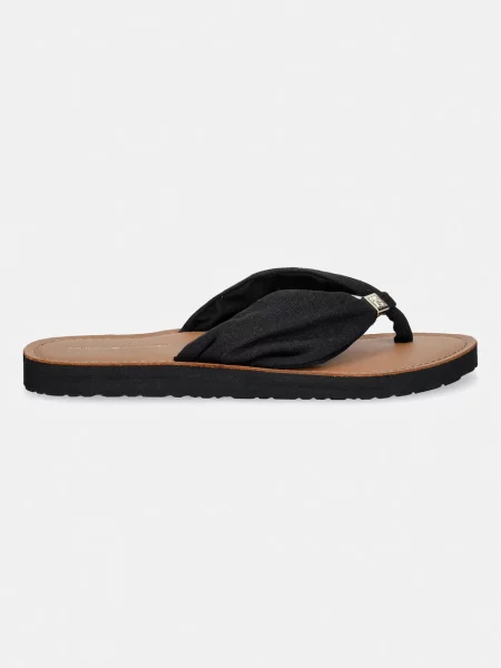 Tommy Hilfiger žabky TH LTR FOOTBED SUMMER SANDAL černé
