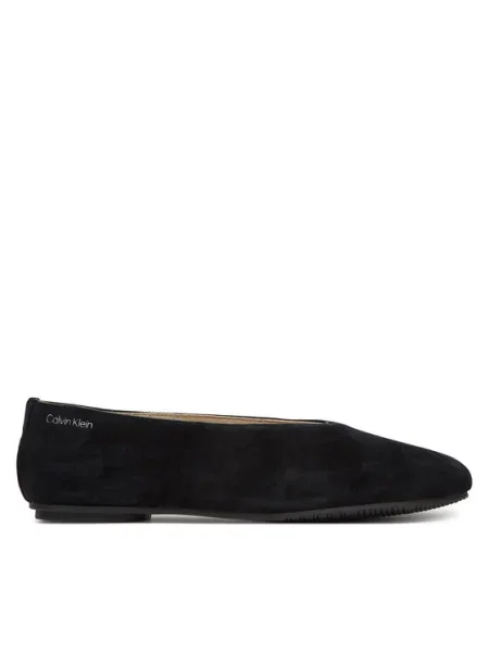 Велурени балеринки Calvin Klein BALLERINA ROUND HW SUE черно