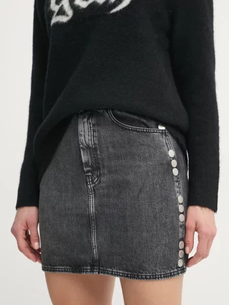 Gestuz fustă din denim mini drept gri