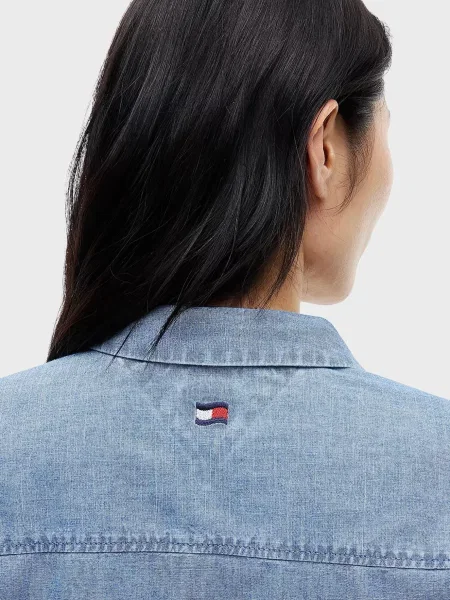Джинсовая рубашка Tommy Jeans на завязках голубая