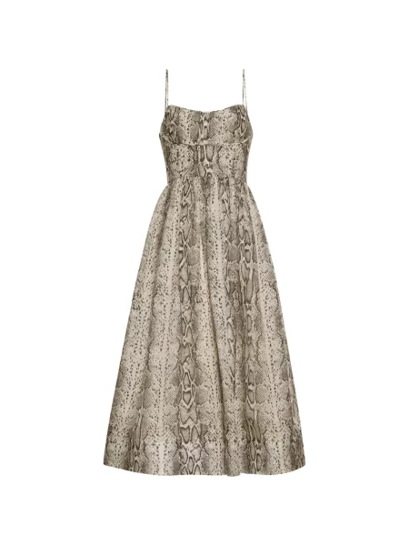 Rochie midi Cara Cara cu imagine cu model piele de șarpe alb