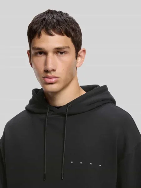 Bluza z kapturem o kroju regular fit z czystej bawełny model Dikenhood' Hugo czarna