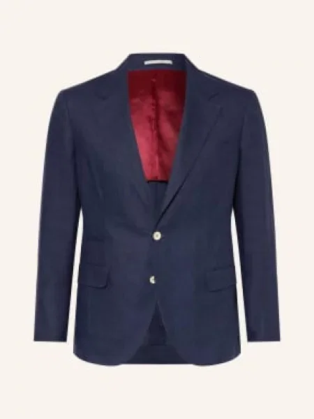 Brunello Cucinelli Sako Extra Slim Fit Z Lnu navy tmavě modré