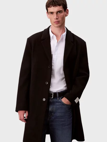 Шерстяное пальто Calvin Klein черное