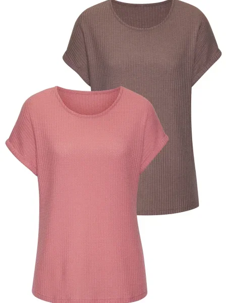 VIVANCE Tricou ciocolatiu / zmeură roz