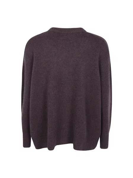 Sweter Kujten z dekoltem w serek brązowy