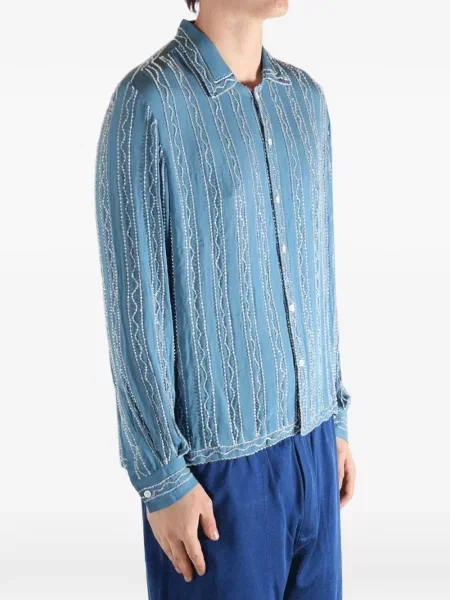 Pruhované pruhované košile Bode s korálky modré