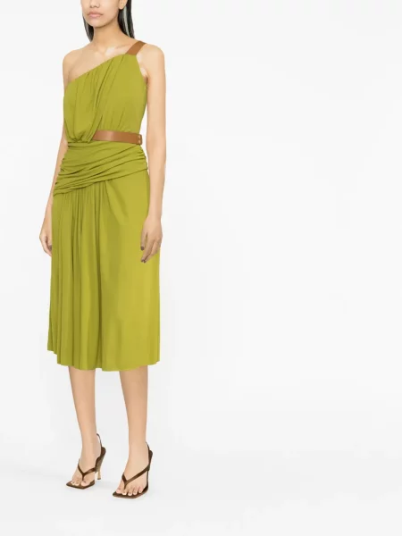 Φόρεμα Alberta Ferretti ντραπέ με έναν ώμο πράσινο