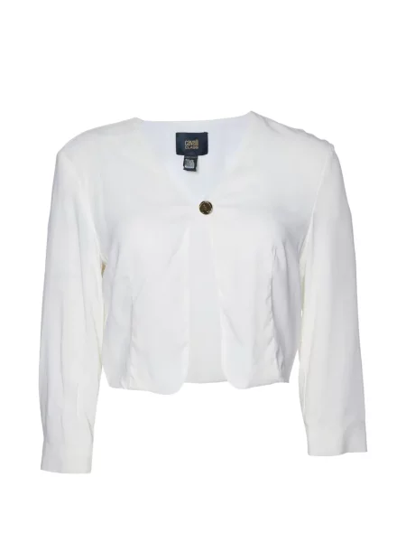 Decupat cardigan Cavalli Class din crep alb