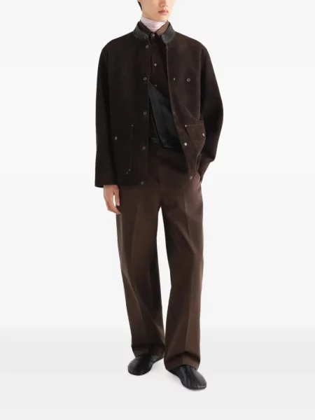 Pantaloni Lemaire din țesătură twill maro
