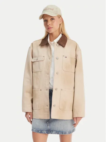 Tommy Jeans Prehodna jakna Distressed Chore bež