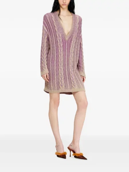 Rochie mini Diesel tricotate cu decolteu în V violet