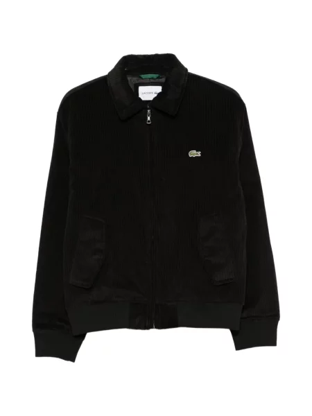Geacă Lacoste de catifea cord cu autograf negru