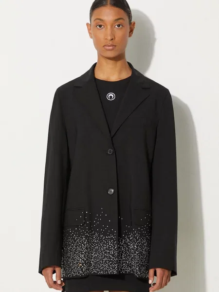 JW Anderson geaca de lana Crystal Hem Blazer oversize modelator negru