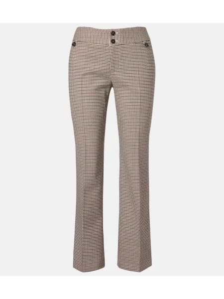 Pantaloni Etro de lână în carouri maro