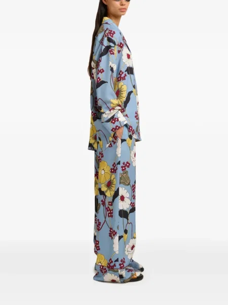 Pantaloni Marni cu model floral albastru