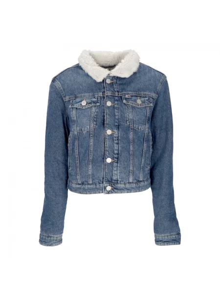 Kurtka jeansowa Tommy Hilfiger teddy niebieska