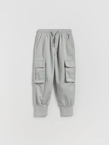 Reserved Kalhoty jogger cargo světle šedá