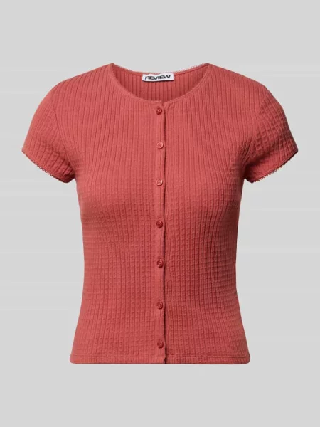 T-shirt o kroju slim fit z pełną listwą guzikową model AJOUR' Review