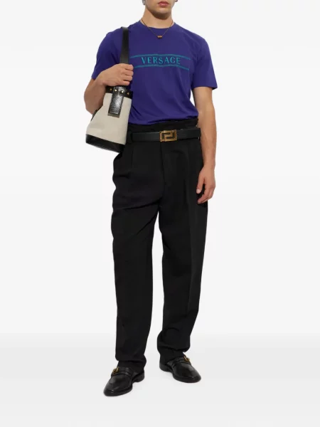 Tricou Versace cu broderie albastru