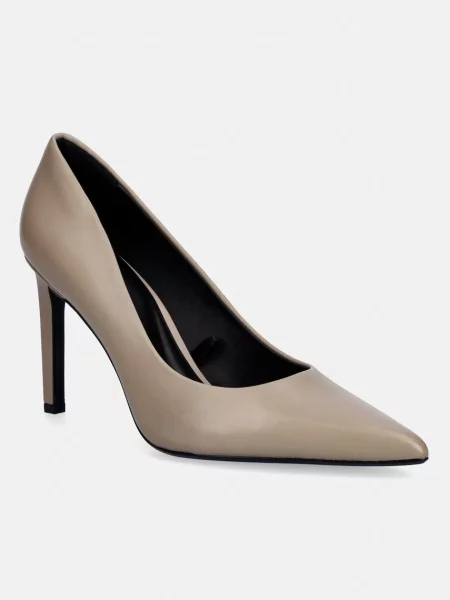 Calvin Klein Lodičky kožené ESS STILETTO 90 béžové