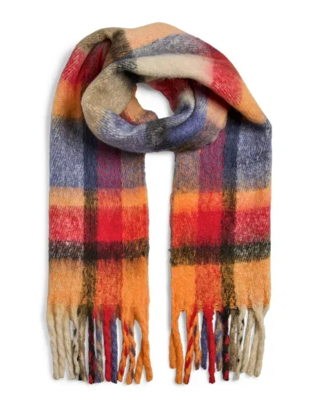 PIECES Fular PCMIDA crem / bleumarin / portocaliu / intens roșu