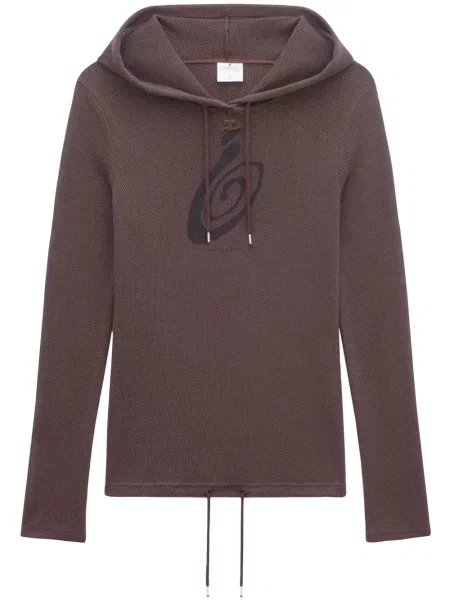 Bluza z kapturem Courreges z nadrukiem z siateczką brązowa