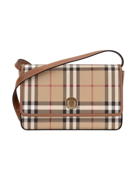 Body Burberry skórzany w kratę retro beżowy