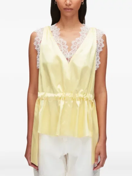 Top 3.1 Phillip Lim s V-izrezom s čipkom žuta