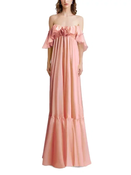 Rochie Gemy Maalouf cu model floral cu volane roz