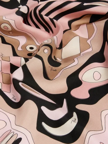 Fular Pucci de mătase cu imagine roz