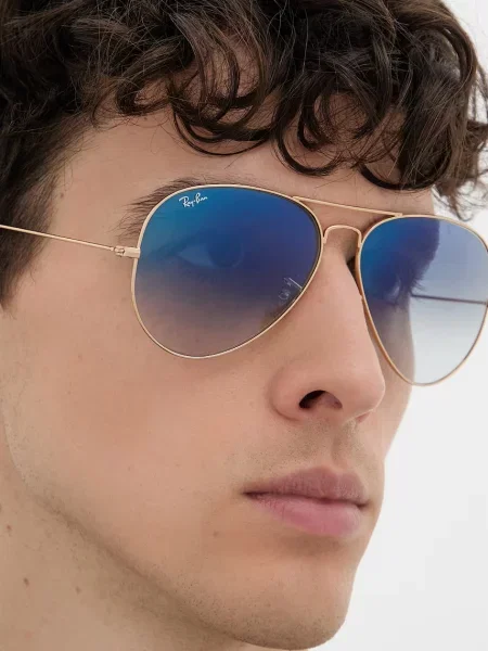 Okulary przeciwsłoneczne Ray-Ban Aviator Classic arista gold/light blue żółte