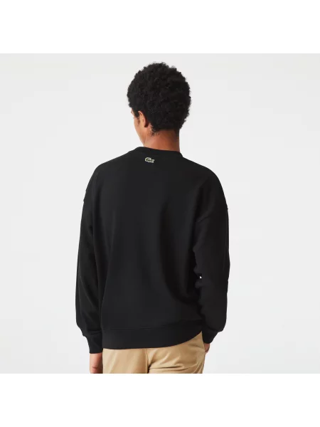 Lacoste Bluza O Luźnym Kroju Z Nadrukiem Monogramu Marki Lacoste czarna