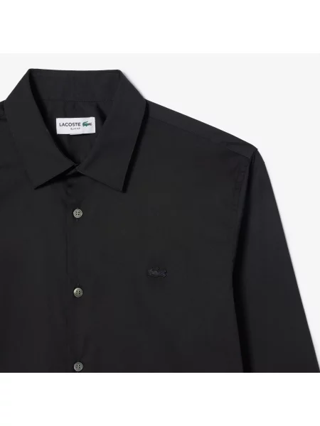 Lacoste Koszula Slim Fit Z Elastycznej Popeliny czarny