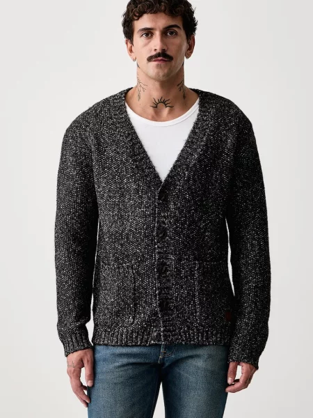 Guess Jeans cardigan pentru bărbați cu lână negru