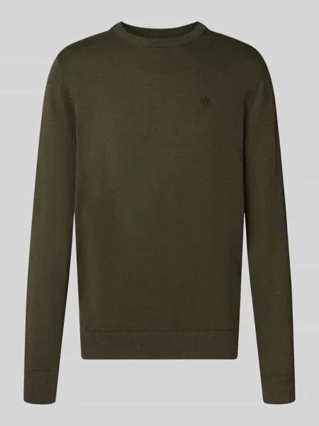 Sweter z dzianiny o kroju relaxed fit z czystej bawełny Bugatti oliwkowy