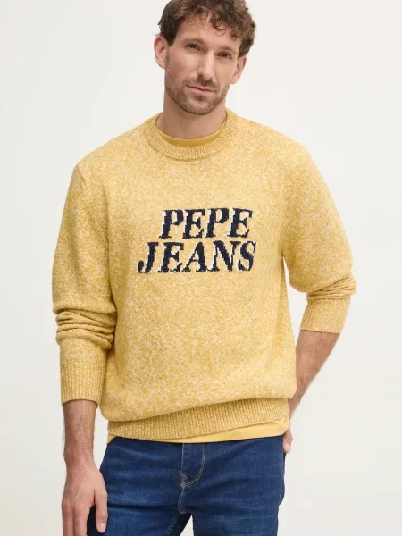 Пуловер с вълна Pepe Jeans LUKA мъжки жълто
