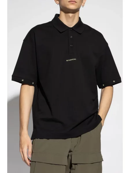 Tricou polo Givenchy cu broderie negru