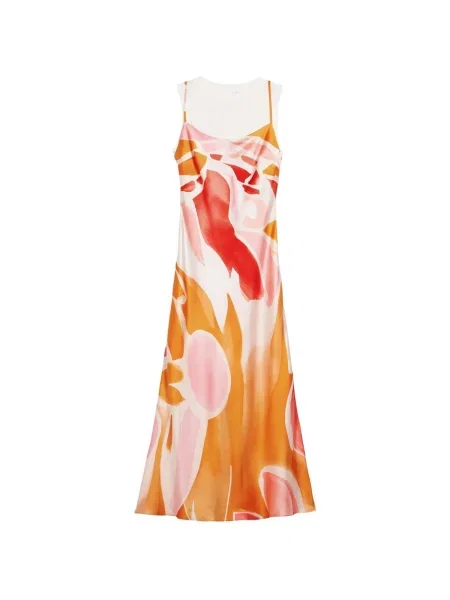 Rochie de satin Desigual din satin portocaliu
