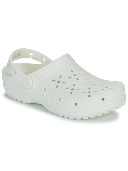 Kvetinové klasické šľapky Crocs béžová