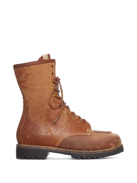 Botine Visvim cu șireturi din piele maro