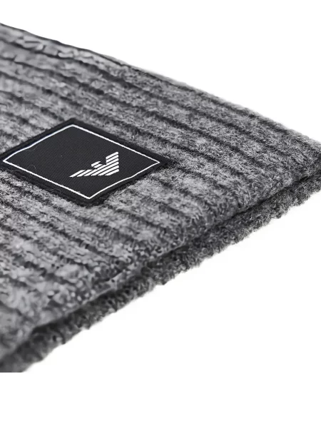 Плетен шал Emporio Armani с автограф сиво