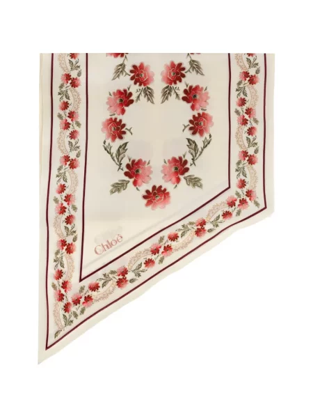 Fular Chloé de mătase cu model floral cu imagine