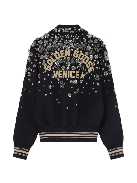 Květinová bomber bunda Golden Goose s autogramem černá