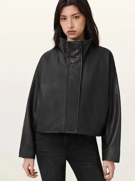 Allsaints Krótka Kurtka Skórzana Ryder schwarz czarna