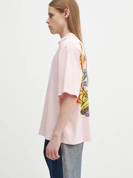 Футболка Marcelo Burlon County Flame Boxy T-Shirt Pink Red рожевий з принтом червона