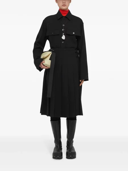 Plisuotas plisuotas sijonas Jil Sander iki kelių juoda