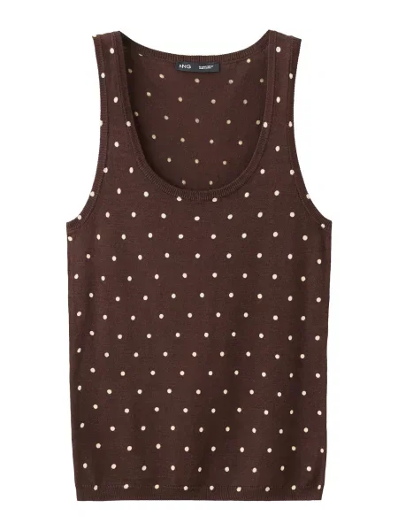 MANGO Top brodat SEVILLA deschis / maro bej